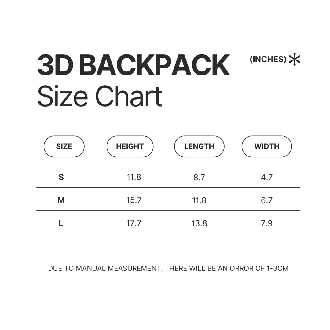 3D Backpack Size Chart - Elden Ring UK Store