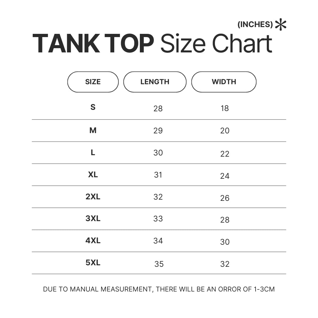 Tank Top Size Chart - Elden Ring UK Store