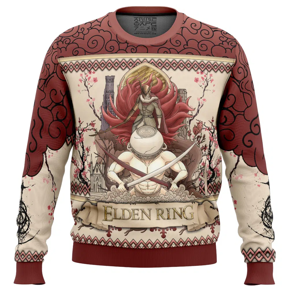 Malenia Blade of Maquella Elden Ring Ugly Christmas Sweater FRONT mockup - Elden Ring UK Store
